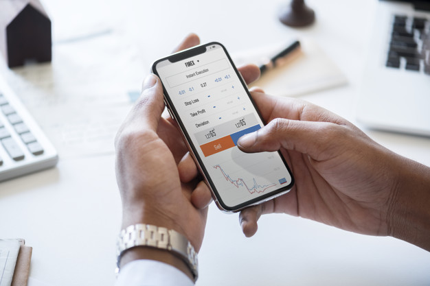 Finance app displayed on a phone